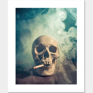 Smoking skull Posters and Art